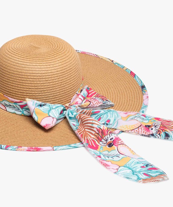 Chapeau femme en paille de papier avec doublure imprimée vue3 - GEMO (ACCESS) - GEMO
