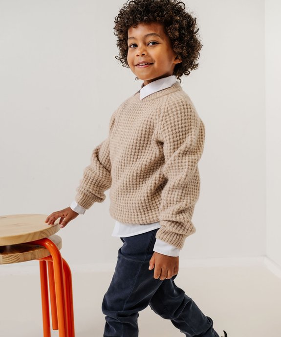 Pull grosse maille fantaisie en laine garçon vue1 - GEMO (ENFANT) - GEMO