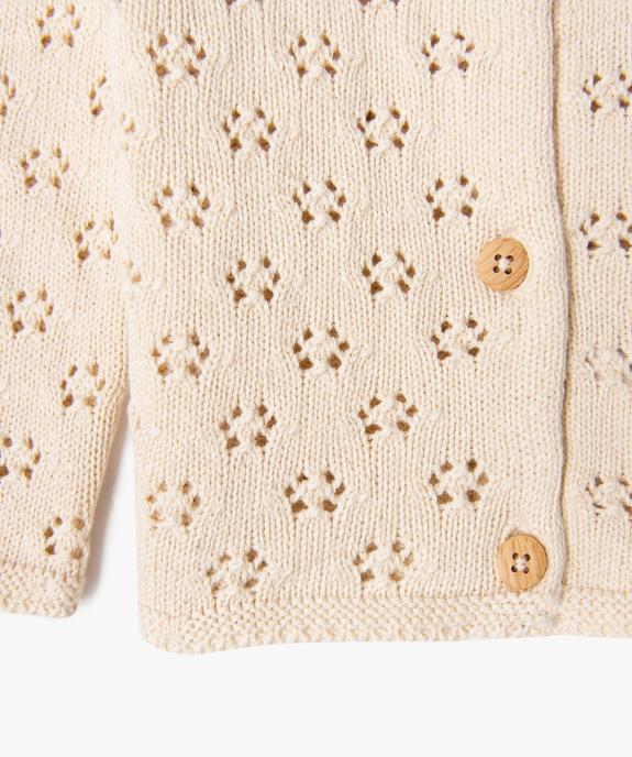 Gilet en maille ajourée avec col à volant bébé fille vue4 - GEMO 4G BEBE - GEMO