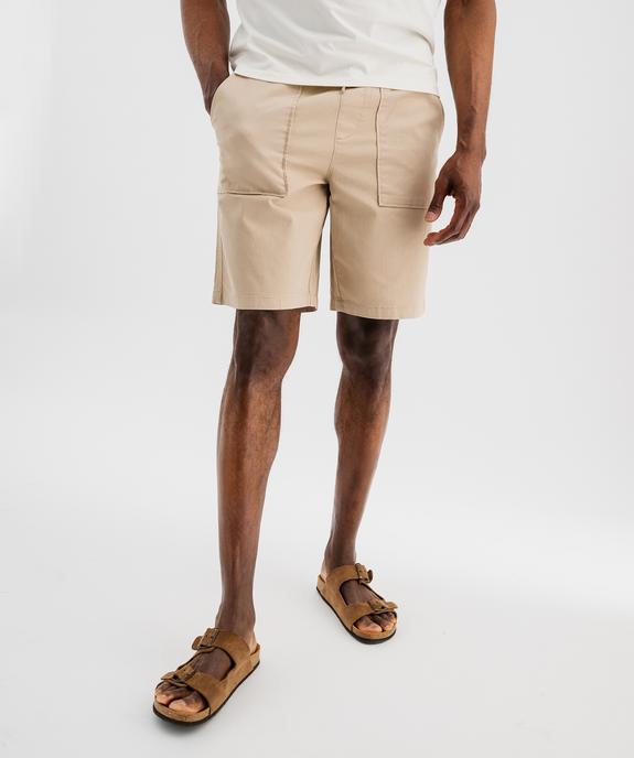 Bermuda en toile de coton avec poches plaquées homme vue1 - GEMO (HOMME) - GEMO