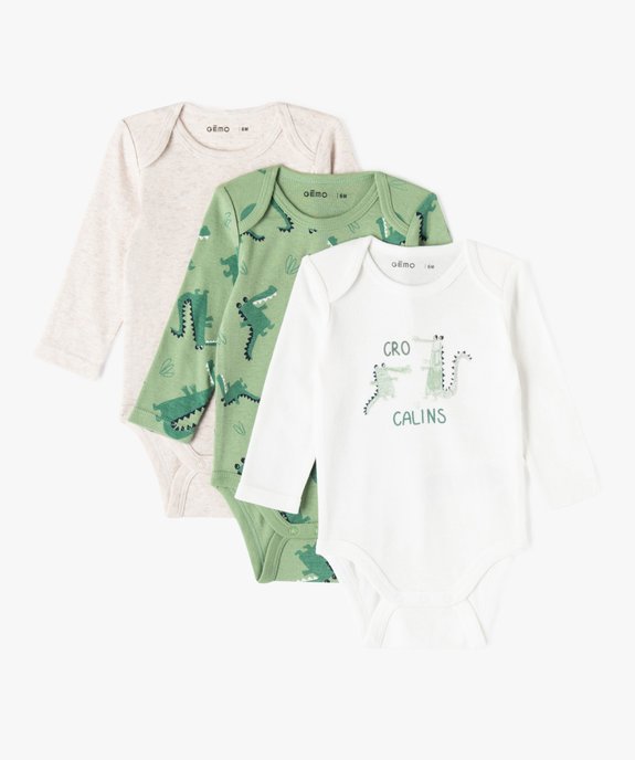 Body à manches courtes et col US en coton biologique bébé (lot de 3) vue1 - GEMO 4G BEBE - GEMO