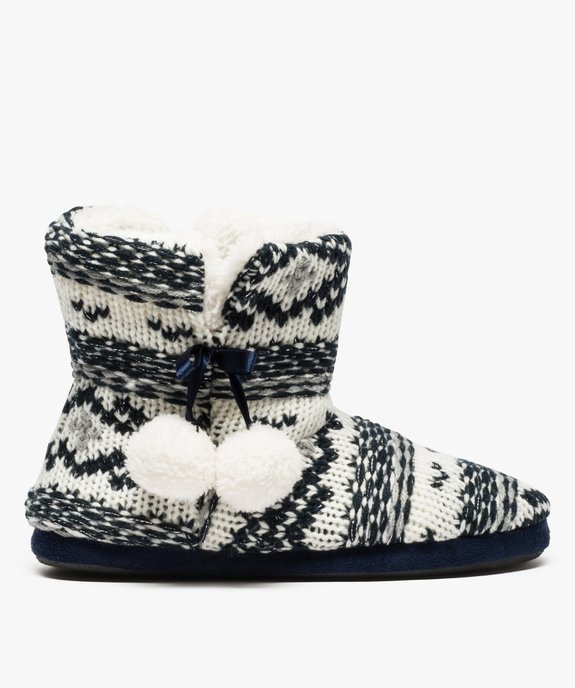 Chausson femme montants en maille jacquard à pompons vue1 - GEMO(HOMWR FEM) - GEMO