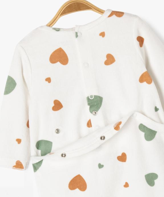 Pyjama en velours dors-bien motifs cœurs bébé vue4 - GEMO 4G BEBE - GEMO