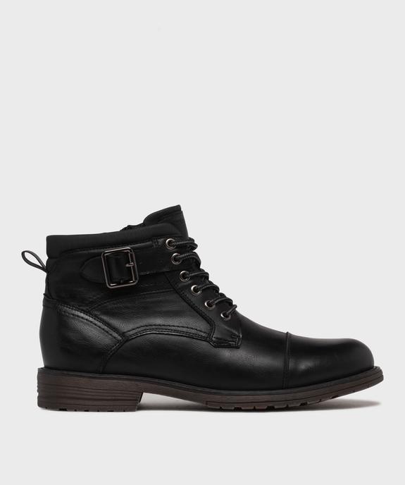 Boots mid-cut à semelle crantée, lacets et zip homme vue1 - MARIO BALDANO - GEMO