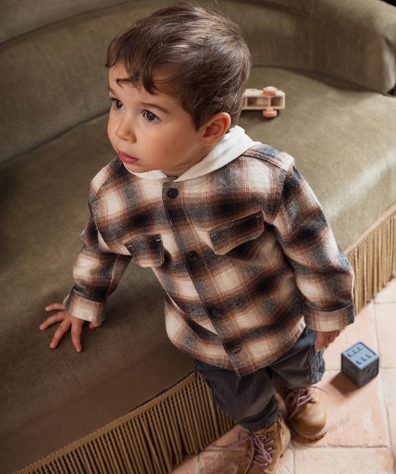Sur-chemise à carreau à capuche bébé garçon vue1 - GEMO(BEBE DEBT) - GEMO