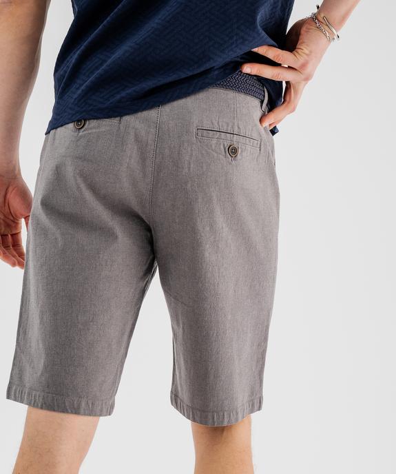 Bermuda en coton extensible coupe Regular avec ceinture tressée homme vue4 - GEMO (HOMME) - GEMO