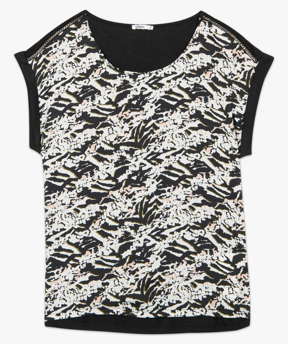 Tee-shirt femme bi-matières et bicolore vue4 - GEMO(FEMME PAP) - GEMO