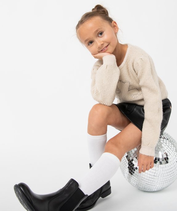 Pull fille en grosse maille pailletée - LuluCastagnette vue1 - LULUCASTAGNETTE - GEMO