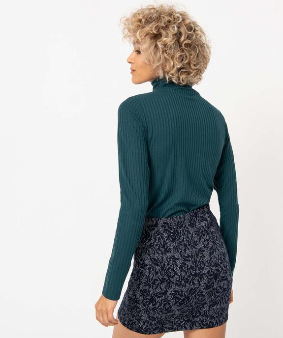 Tee-shirt femme en maille côtelée manches longues et col montant vue3 - GEMO 4G FEMME - GEMO