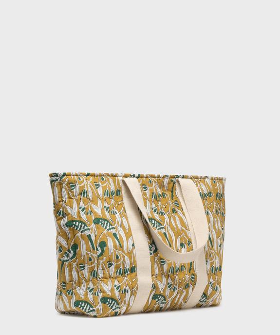 Sac cabas zippé grand format en toile fleurie femme vue3 - GEMO (ACCESS) - GEMO