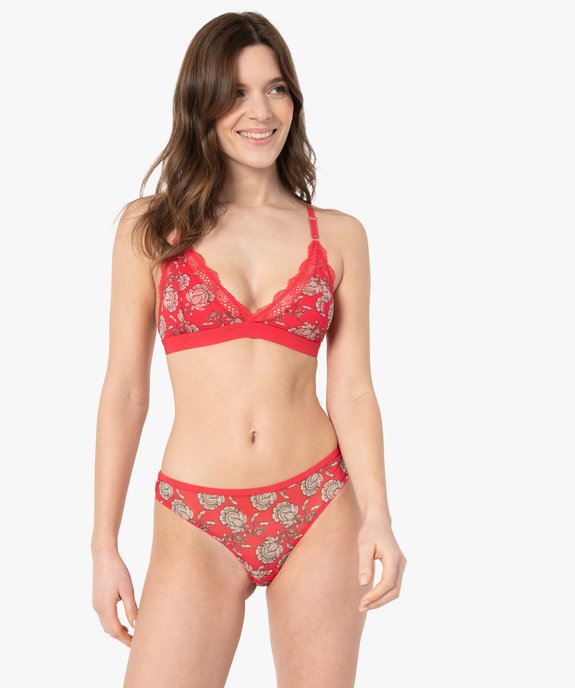 Culotte femme à motifs fleuris en voile et dentelle vue3 - GEMO(HOMWR FEM) - GEMO
