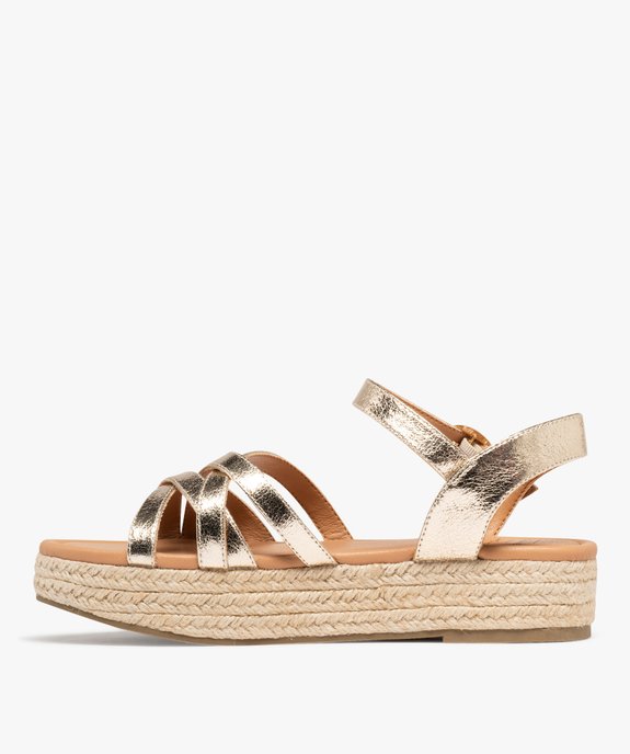 Sandales semelle plateforme en corde et brides croisées brillantes femme vue4 - FOLLOW ME - GEMO