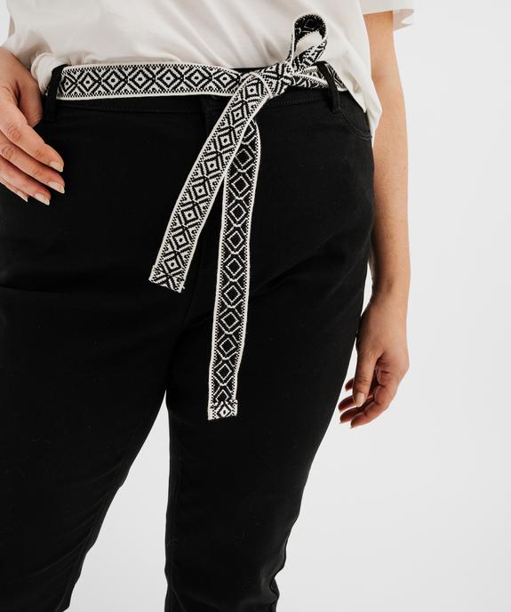 Pantacourt slim taille haute en coton stretch avec ceinture à nouer femme grande taille vue2 - GEMO 4G GT - GEMO