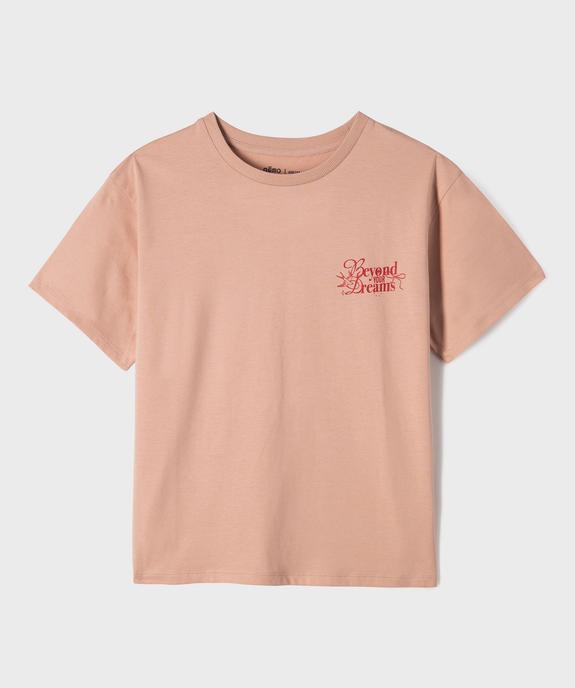 Tee-shirt manches courtes avec inscriptions buste et dos fille vue1 - GEMO 4G FILLE - GEMO