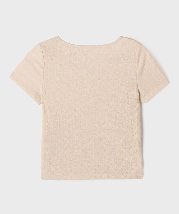 Tee-shirt manches courtes look chemise fille vue3 - GEMO (JUNIOR) - GEMO