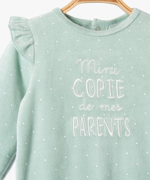 Pyjama bébé fille en velours à pois avec volants sur les épaules vue3 - GEMO(BB COUCHE) - GEMO