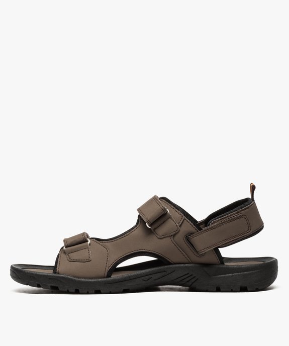 Sandales homme bi-matières fermeture trois bandes scratch vue3 - GEMO (CASUAL) - GEMO