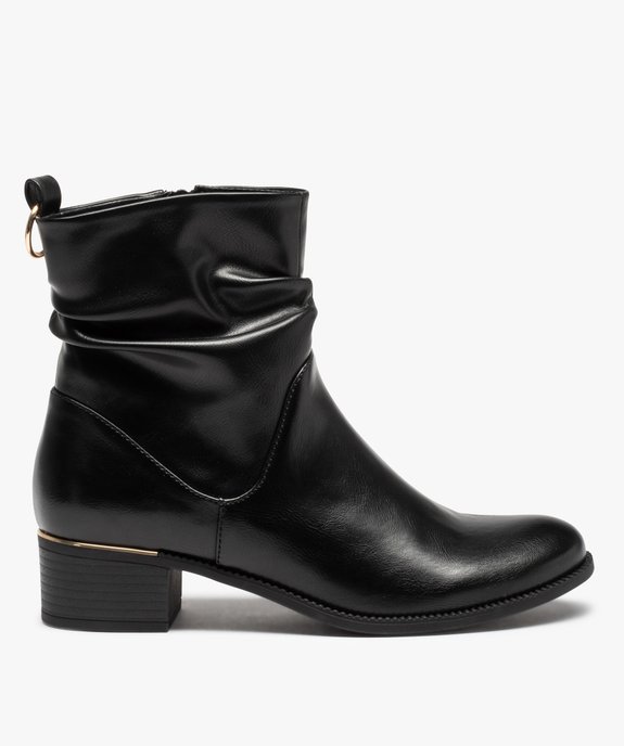 Boots femme unies avec effet drapé et détails métallisés vue2 - GEMO (CASUAL) - GEMO
