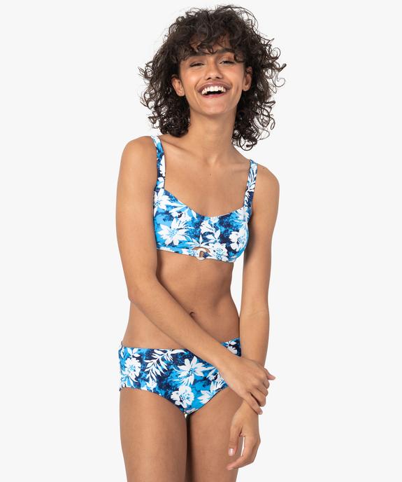 Haut de maillot de bain femme forme brassière à motifs fleuris vue3 - GEMO 4G FEMME - GEMO