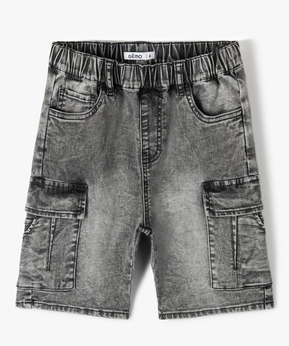Bermuda en jean garçon à poches cargo et taille élastiquée vue1 - GEMO (ENFANT) - GEMO
