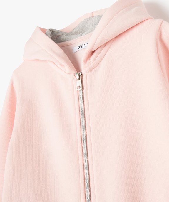 Sweat zippé à capuche intérieur molletonné fille vue2 - GEMO 4G FILLE - GEMO