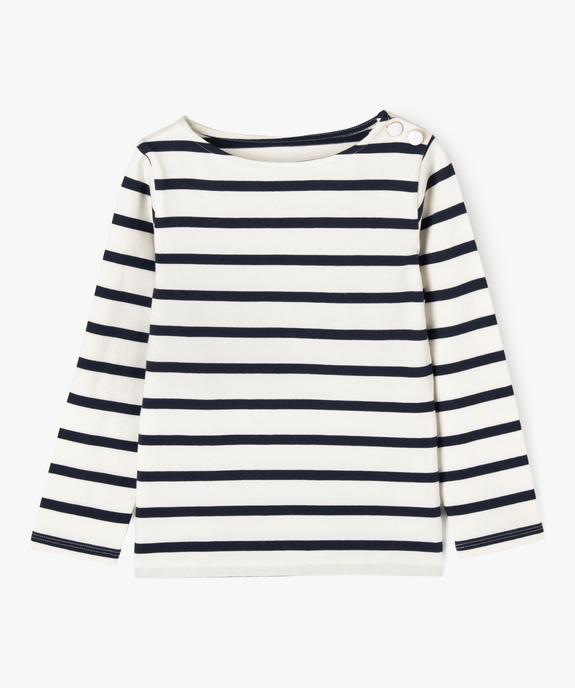 Tee-shirt manches longues à rayures et col bateau fille vue2 - GEMO 4G FILLE - GEMO