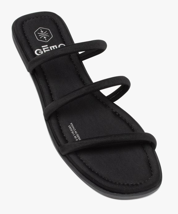 Mules femme à talon plat et brides en toile unie vue5 - GEMO (CASUAL) - GEMO