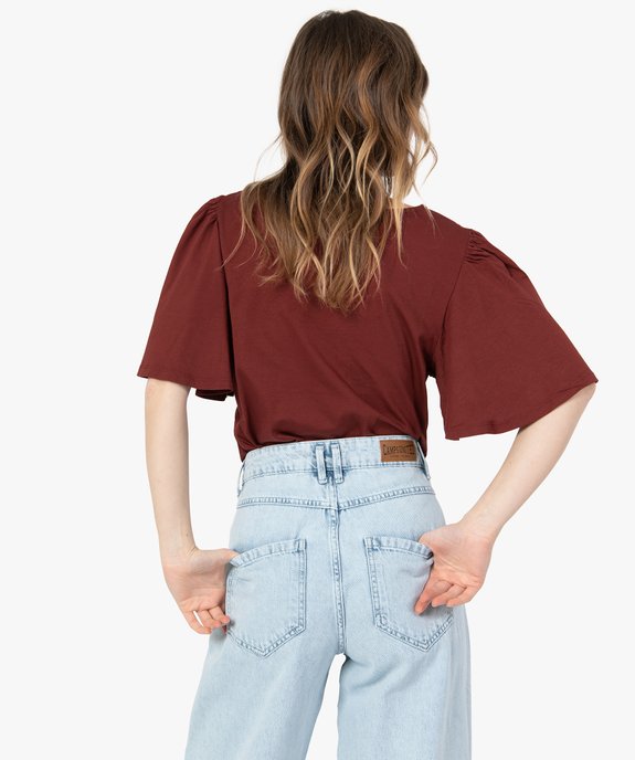 Tee-shirt femme à manches volants avec col brodé vue3 - GEMO 4G FEMME - GEMO