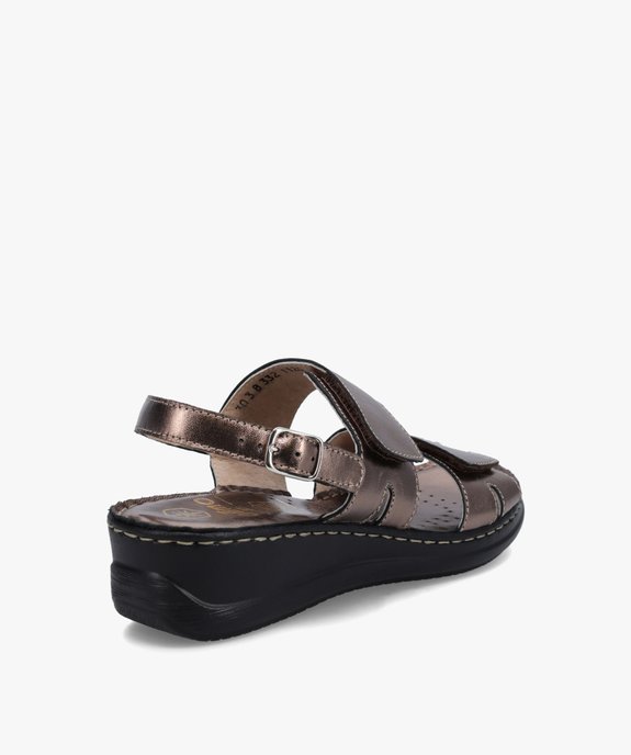 Sandales femme confort en cuir à brides ajustables vue4 - GEMO (CONFORT) - GEMO