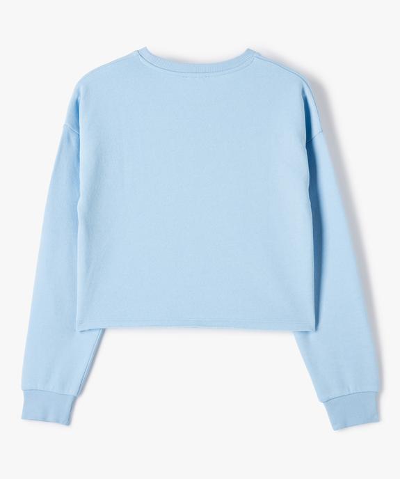 Sweat fille crop top en jersey molletonné imprimé vue3 - GEMO (JUNIOR) - GEMO
