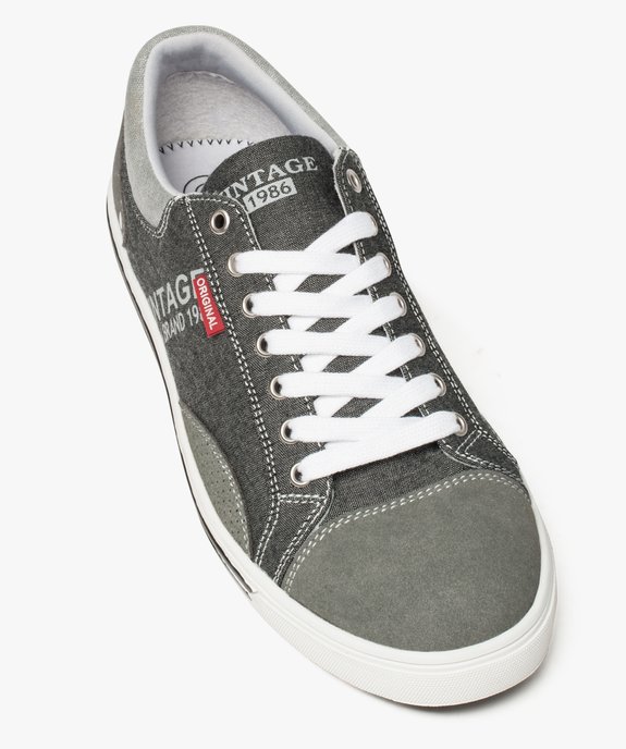 Baskets homme en toile avec surpiqûres contrastantes vue5 - GEMO (CASUAL) - GEMO