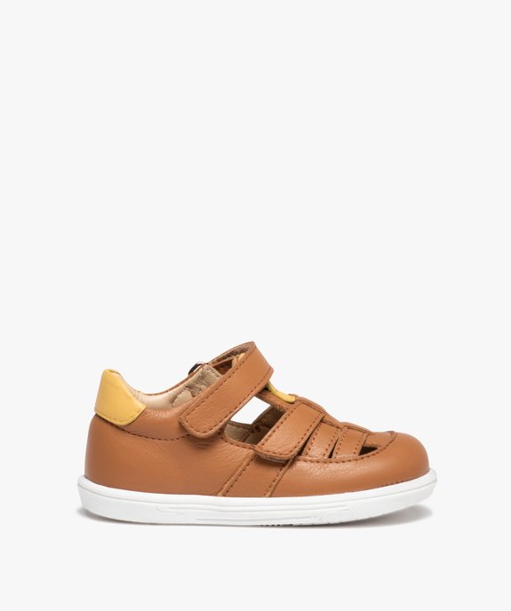 Sandales bébé garçon en cuir avec brides ajourées et à scratch - NA! vue1 - NA! - GEMO