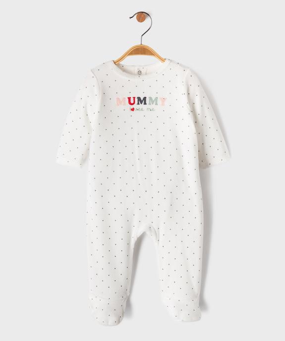 Pyjama en velours à motifs coeurs et message brodé bébé fille vue1 - GEMO 4G BEBE - GEMO