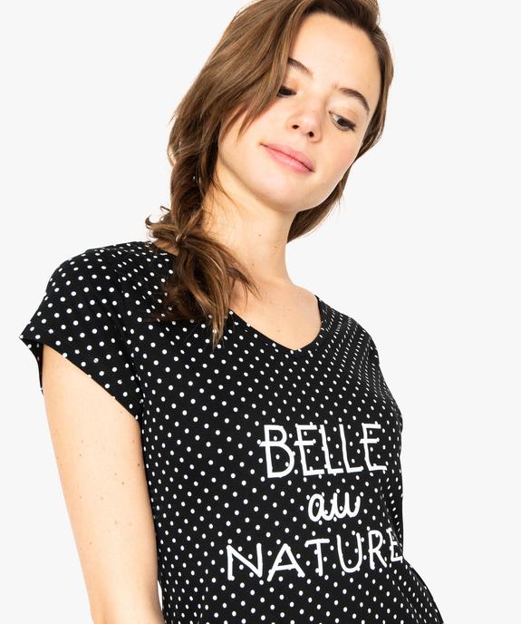 Chemise de nuit imprimée à manches courtes femme vue2 - GEMO 4G FEMME - GEMO