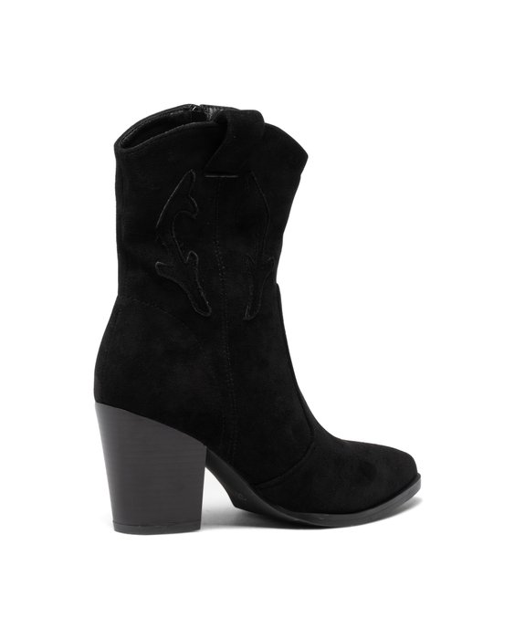 Boots femme à talon unies en suédine style santiag vue4 - SANS MARQUE - GEMO