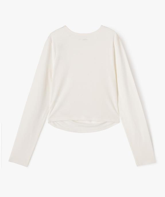 Tee-shirt manches longues coupe courte fille vue3 - GEMO (JUNIOR) - GEMO
