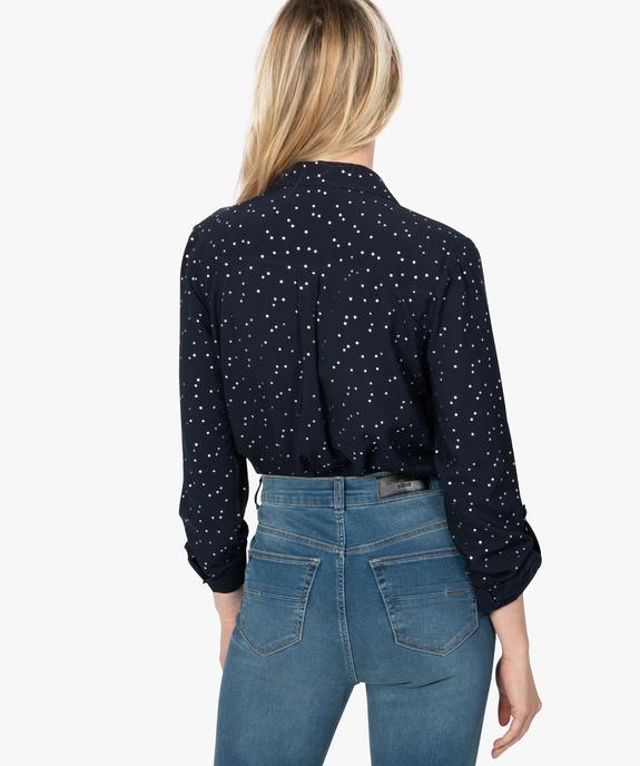 Blouse femme fluide à motifs et col v à boutons vue3 - GEMO(FEMME PAP) - GEMO
