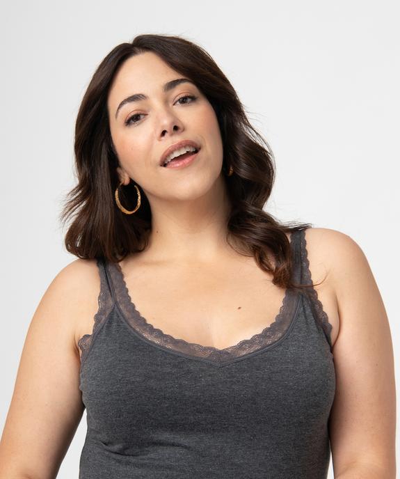 Débardeur femme grande taille avec bretelles en dentelle vue2 - GEMO (G TAILLE) - GEMO