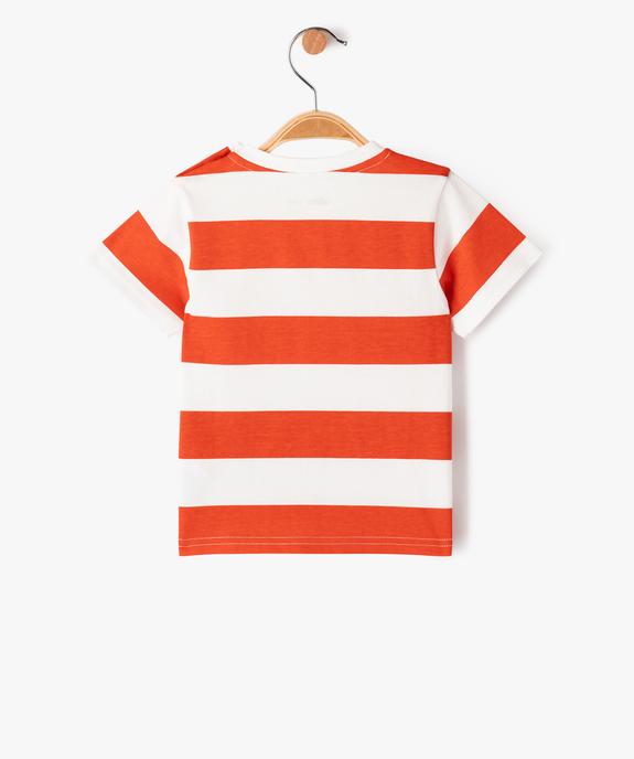 Tee-shirt manches courtes à rayures et message bébé garçon vue3 - GEMO(BEBE DEBT) - GEMO