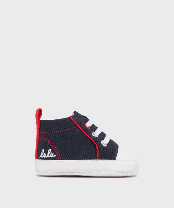 Chaussons de naissance en toile look tennis bébé - LuluCastagnette vue1 - LULU CASTAGNETTE GEMO FOR GOOD - GEMO