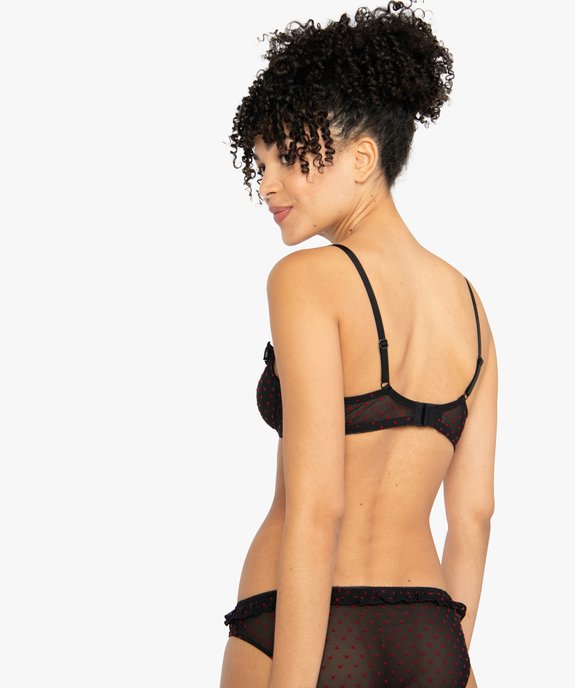 Soutien-gorge à armatures en tulle avec motifs pois vue2 - GEMO(HOMWR FEM) - GEMO