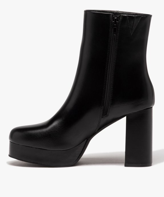 Boots femme unies à talon carré et semelle plateforme vue3 - GEMO(URBAIN) - GEMO