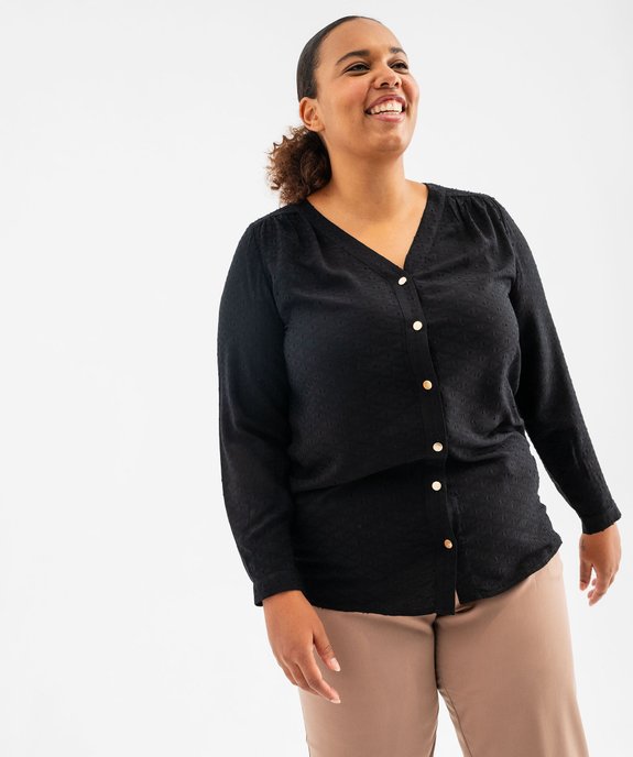 Chemise à manches longues texturée femme grande taille vue5 - GEMO 4G GT - GEMO