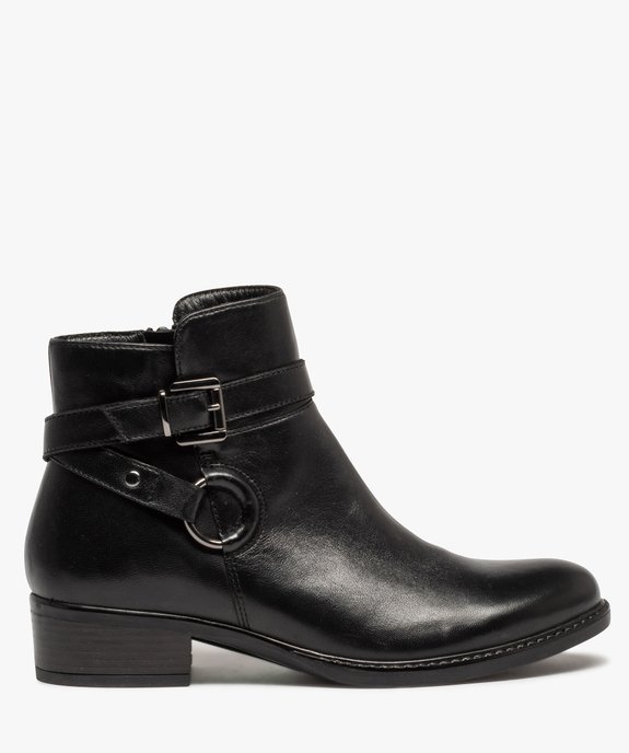 Boots femme unies en cuir à bride décorative - Tanéo vue1 - TANEO - GEMO