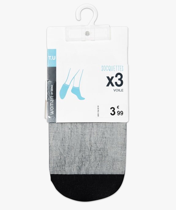 Lot de 3 paires de socquettes unies en voile vue2 - GEMO(HOMWR FEM) - GEMO
