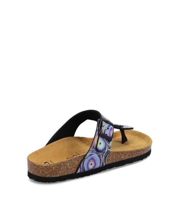 Mules femme à talon plat et bride entre-doigts imprimée vue4 - GEMO (CASUAL) - GEMO