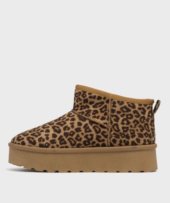 Boots fourrés motif léopard sur semelle plateforme femme - 5 Miles vue4 - 5 MILES - GEMO