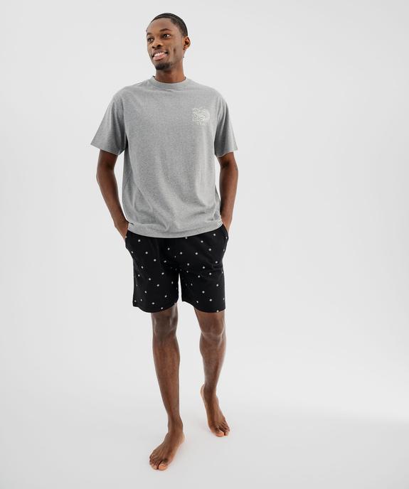 Haut de pyjama manches courtes imprimé devant et dos mixte vue10 - GEMO 4G FEMME - GEMO