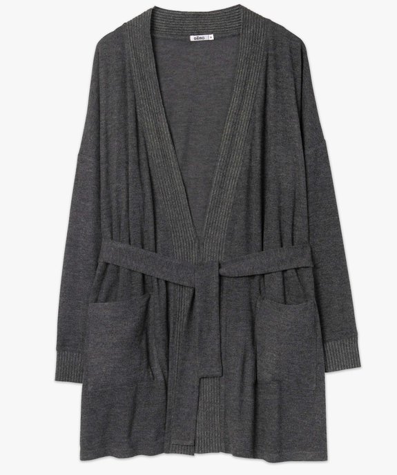 Veste d'intérieur femme en maille duveteuse avec ceinture à nouer vue4 - GEMO(HOMWR FEM) - GEMO