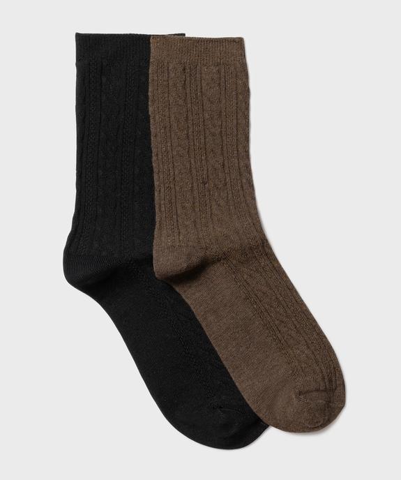 Chaussettes hautes en maille torsadée femme (lot de 2) vue2 - GEMO(HOMWR FEM) - GEMO